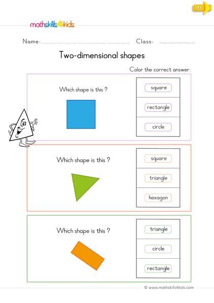 Two Dimensional Shapes Worksheets For Kindergarten Identifying 2d