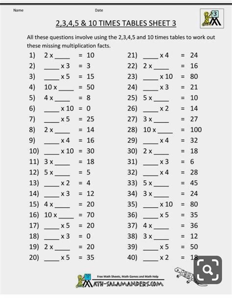 Algunproblemita 4th Grade Multiplication Facts Worksheets