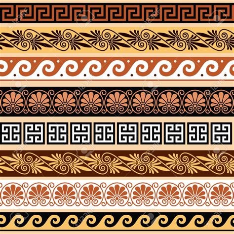 Ancient Greek Pattern Seamless Set Of Ancient Greece Art