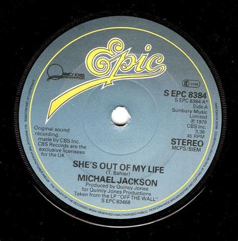 Michael Jackson She S Out Of My Life Vinyl Record 7 Inch Epic 1979