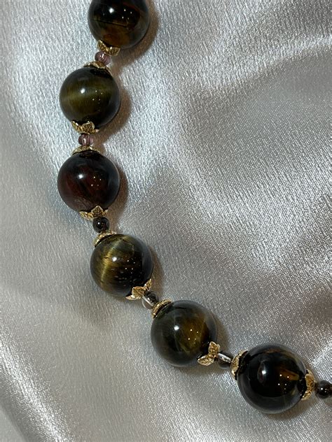 Necklace Tiger S Eye Gold Large Mm Beads Etsy De