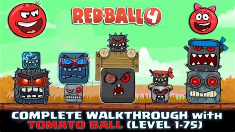 Red Ball 4 Tomato Ball Full Walk Through With All Bosses Fights
