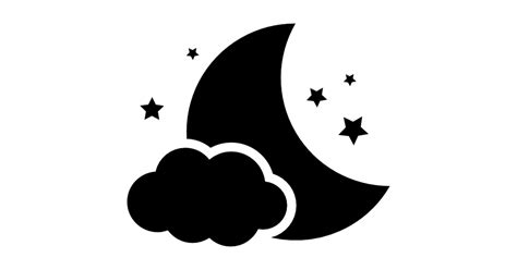 Night Symbol Of The Moon With A Cloud And Stars Free Vector Icons