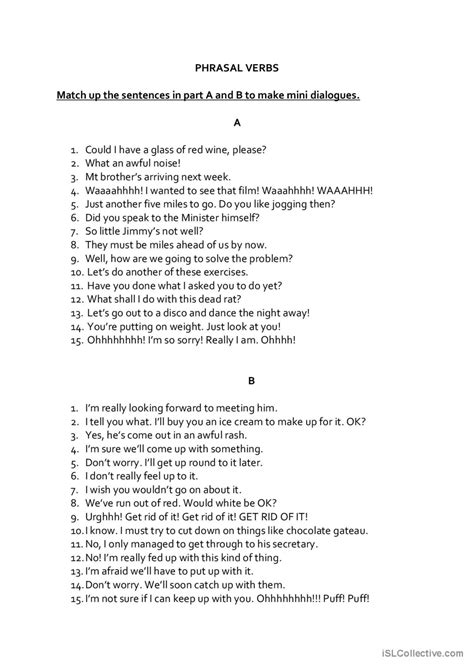 Phrasal Verbs Discussion Starters S English Esl Worksheets Pdf And Doc