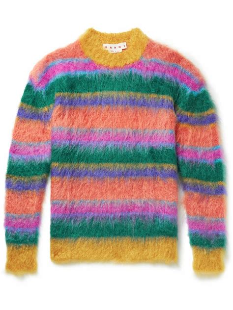 Marni Striped Mohair Blend Sweater Multi Marni