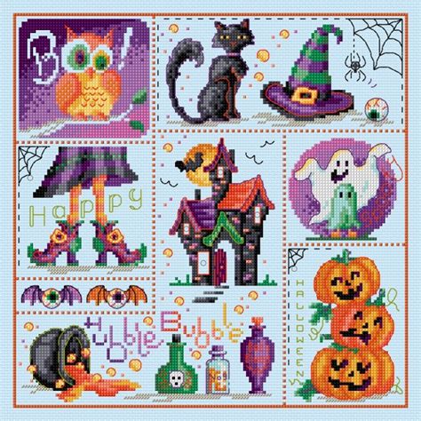 This large counted cross stitch pattern is of two dogs waiting at the end of dock, near a cottage, for their master to return. Maria Diaz Designs: Halloween Sampler