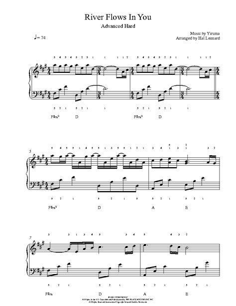 Piano sheet is arranged for piano and available in easy and advanced versions. River Flows In You by Yiruma Piano Sheet Music | Advanced Level