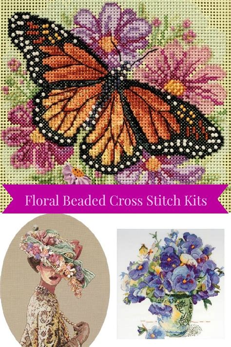Floral Beaded Cross Stitch Kits Or Add Beads To Any Cross Stitch Kit