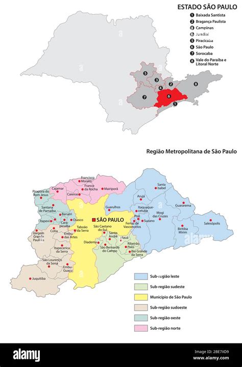 Mapa vectorial administrativo del área metropolitana de Sao Paulo