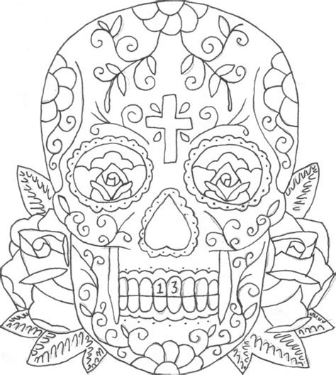 Coloriage Tête de mort mexicaine à télécharger