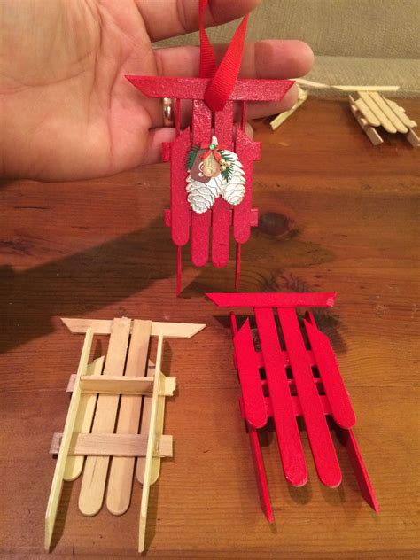 Popsicle Stick Sleds Great Ornament T Idea Christmas Crafts For