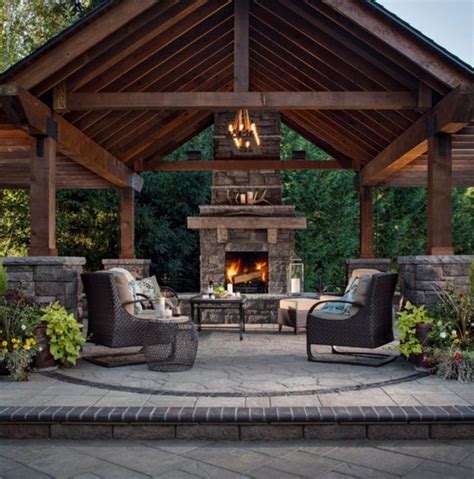 Rustic Outdoor Kitchens Screened Porch Opnodes Backyard Fireplace