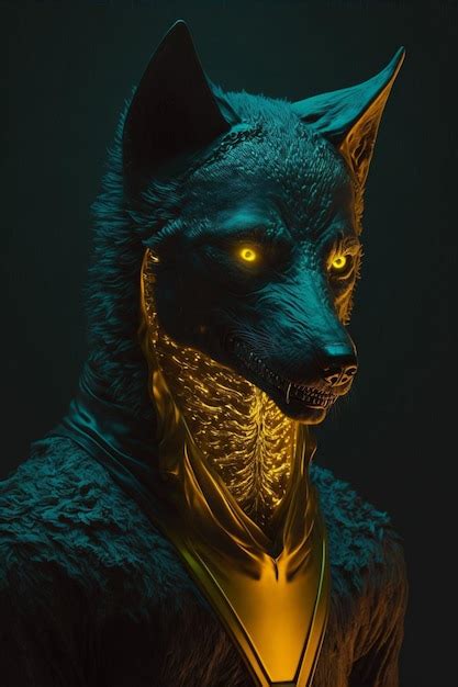 Premium Photo Close Up Of A Person Wearing A Wolf Mask Generative Ai