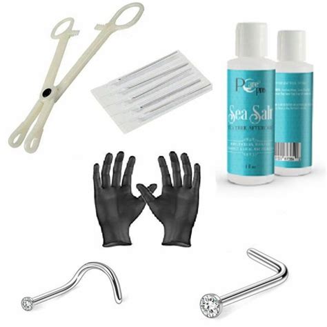 Nose Piercing Kit 10pc And Pcare Pro Piercing Aftercare 4oz Ebay