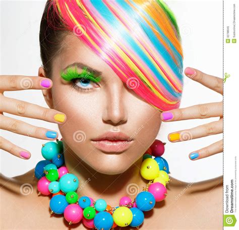 Girl Portrait With Colorful Makeup Stock Image Image 32798045