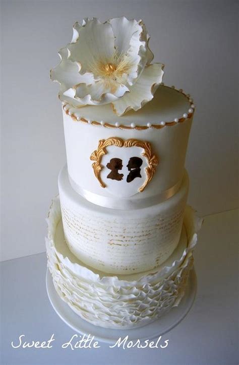 Ivory And Gold Wedding Cake Cake By Stephanie Cakesdecor