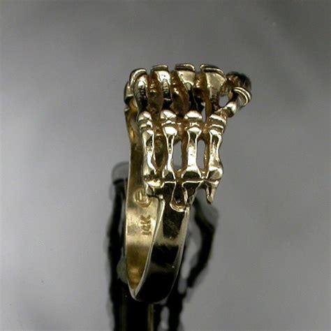 14k Gold Skeleton Hand Ring Etsy