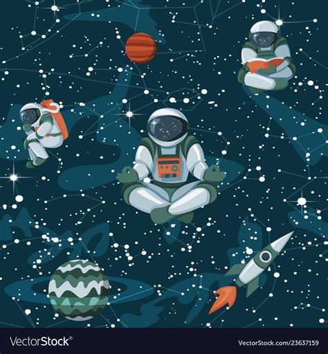 Comic Space With Stars Funny Astronauts And Vector Image