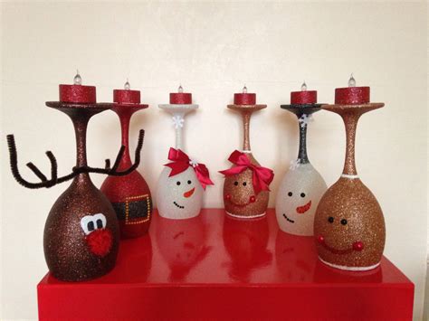 Lighted snowman wine glass candle holder ~ snowman decor ~ christmas decor ~ christmas gift ~ winter decor ~ snowman decoration. Glittered christmas wine glass candle holders by ...