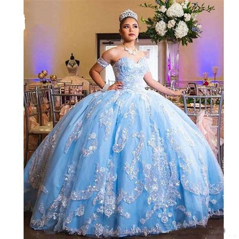 Sky Blue Quinceanera Princess Prom Dresses 2022 2020 With Strapless
