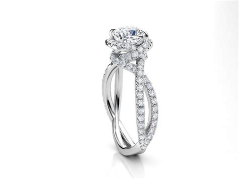 Overlapping Halo Engagement Ring Custom Bridal Valeria Fj Custom