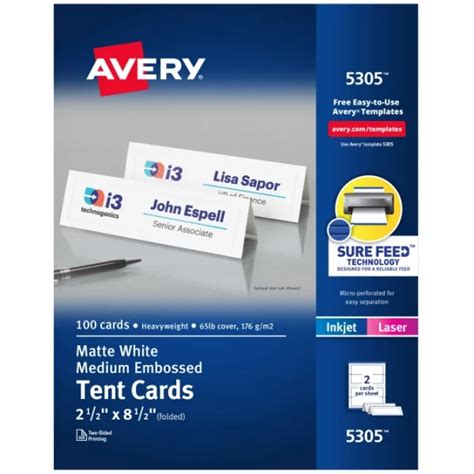 Avery® Medium Embossed Tent Cards 5305 Avery Online Singapore