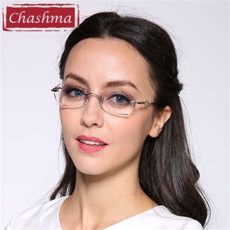 Chashma Brand Ttianium Rimless Glasses Dimond Trimmed Tint Colored
