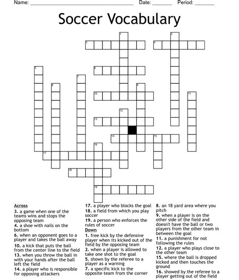 Soccer Vocabulary Crossword Wordmint