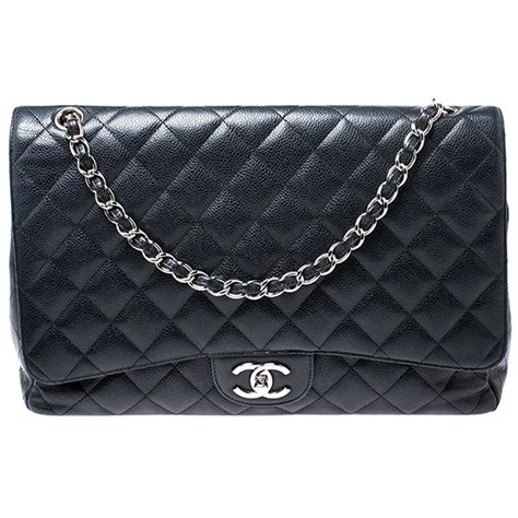Chanel Black Quilted Caviar Leather Maxi Classic Double Flap Bag For