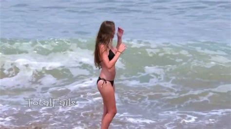 Super Hot Bikini Model Gets Taken Out By Wave Bikini Model Fail Hd