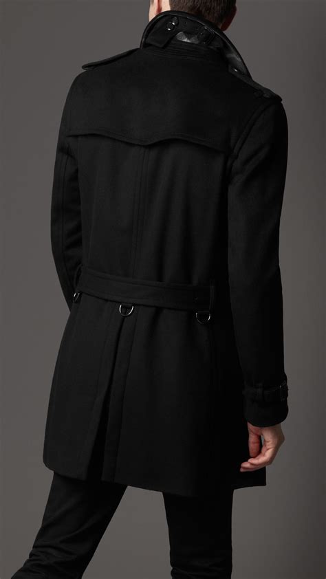 Burberry Wool Trench Coat In Black For Men Lyst
