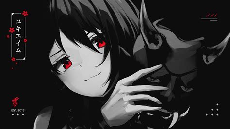 Free Download Hd Wallpaper Tofu Anime Girls Black Background Red