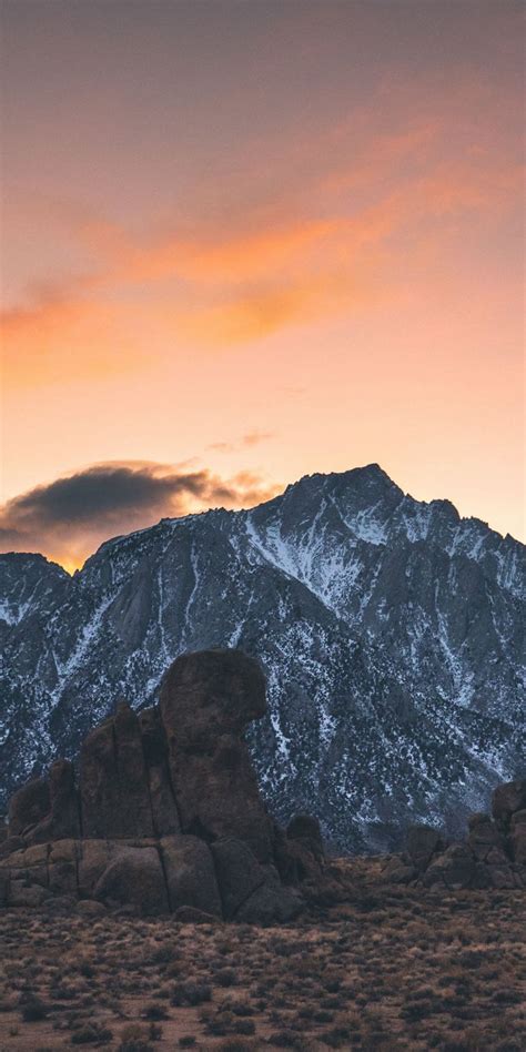 Sunset Mountains Rocks Cliffs Landscape Nature 1080x2160 Wallpaper