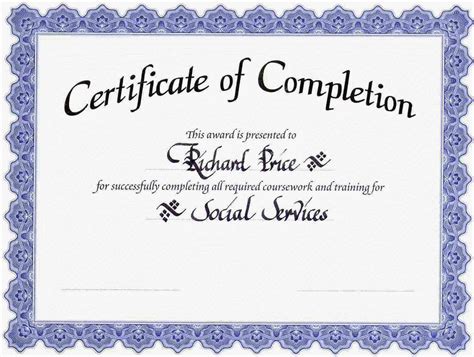 10 Certificate Of Completion Templates Free Download Images Free Word