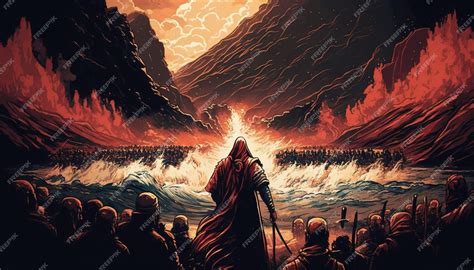Premium Photo Exodus Of The Bible Moses Crossing The Red Sea