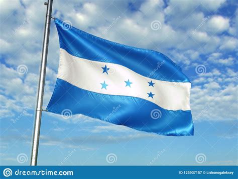 Honduras Flag Waving With Sky On Background Realistic 3d Illustration
