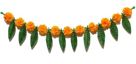 Orange And Green Mango Leaf Toran Artificial Marigold Handmade Etsy