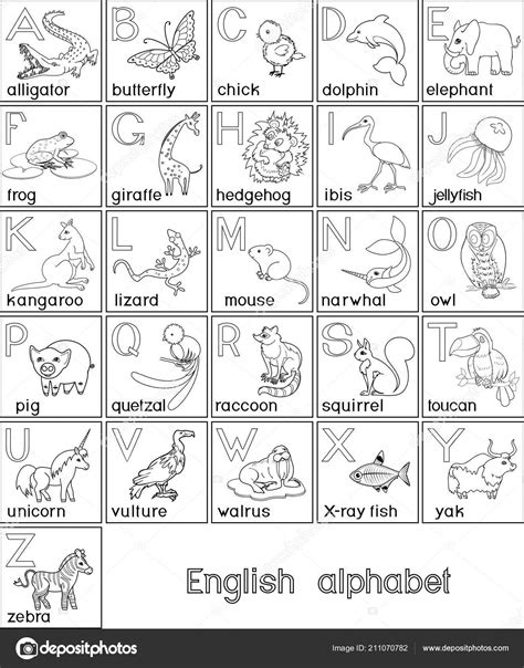 Il y a 2039 ans. Coloriage Alphabet Anglais Avec Des Photos Titres Pour ...