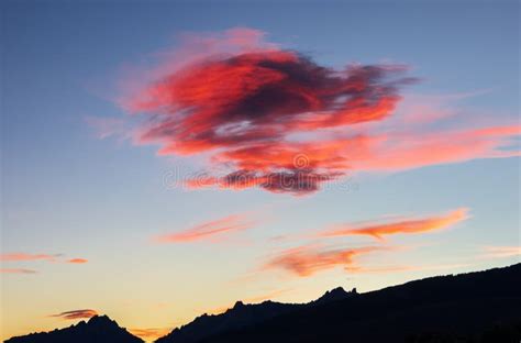 Reddish Clouds At Sunset Over Mountains Stock Photo Image Of