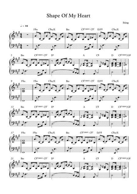 Shape Of My Heart Sting Piano Sheet Music For Both Hands Music Sheet