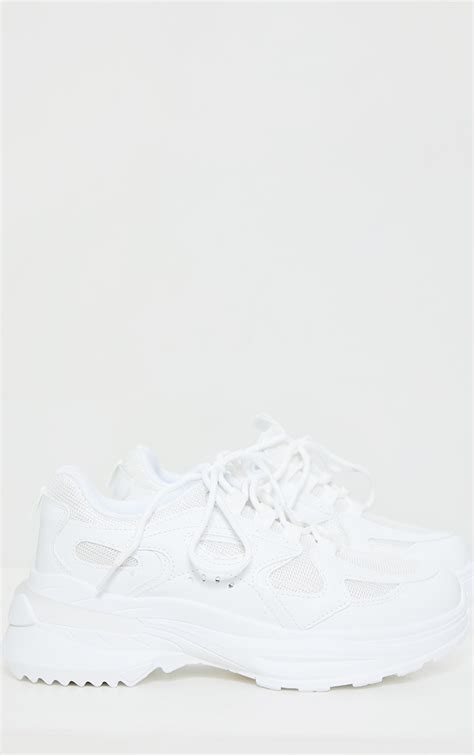 White Contrast Mesh Trainer Shoes Prettylittlething