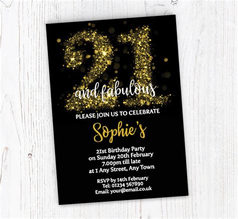 Will celebrate your 21st birthday? Sparkly 21st Birthday Party Invitations | Customise Online ...