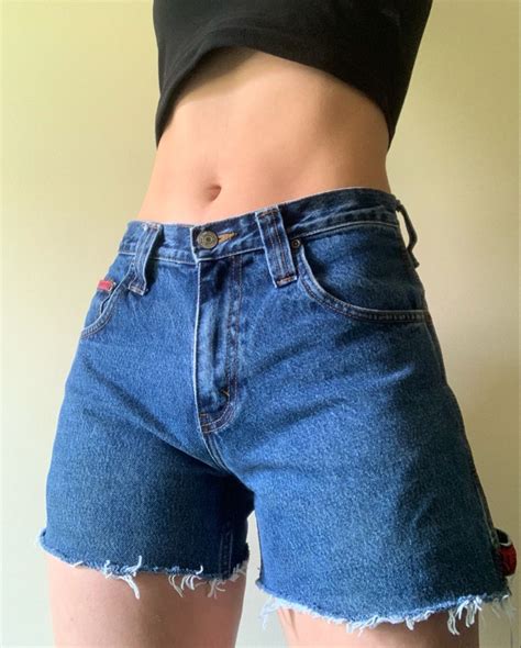 Thrift Jean Shorts Mid Thigh Shorts 90s Shorts Summer Outfits Casual