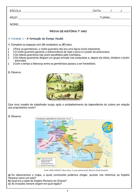 Exercícios Sobre A Queda Do Império Romano 6 Ano
