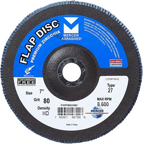 Mercer Industries 263080 Zirconia Flap Disc High Density