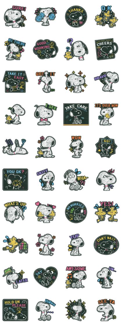 Snoopy Chalk Art Line Whatsapp Sticker  Png