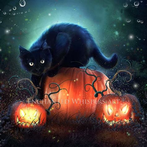 Black Cat Art Black Cat Print Halloween Cat Print Black