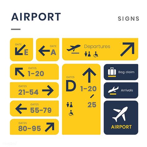 Airport Signs Icon Vector Set Free Image By Wan