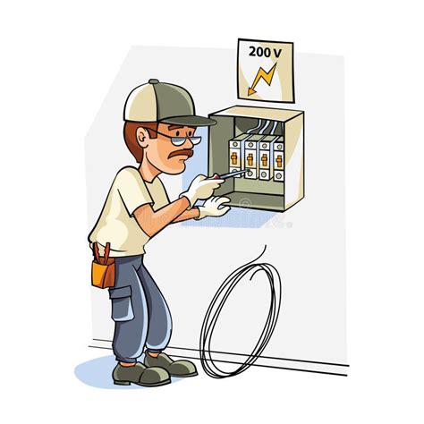 Electrician Specialist With Electric Wires At Work Doing Wireman