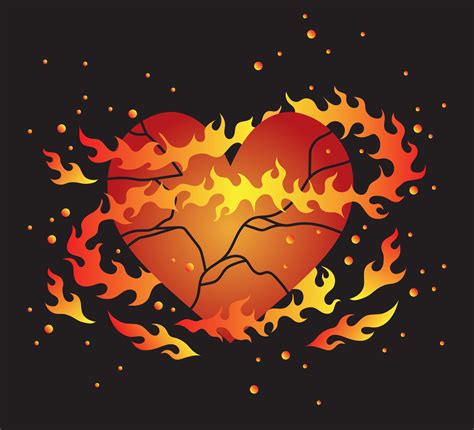 Flaming Broken Heart Vector 175025 Vector Art At Vecteezy